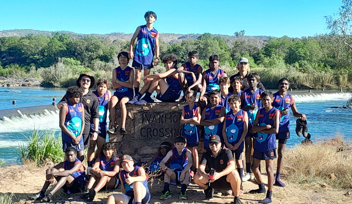 Clontarf Program for Boys Students looking through microscopes Banner