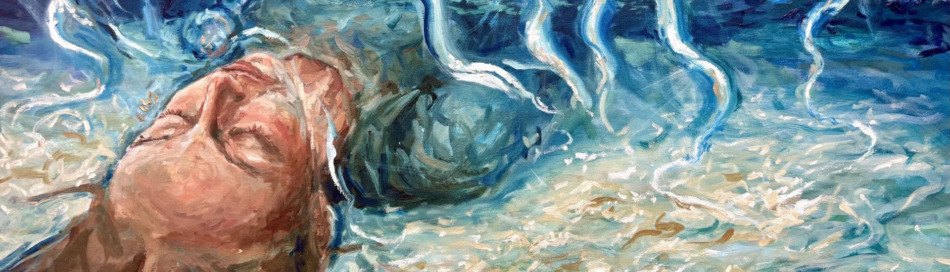Winner of the Shinju Youth Award - painting of woman lying under water Banner